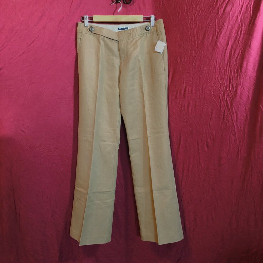 GAP WOMEN'S TAN LINEN PANTS NWT WIDE-LEG LOW-HIP  SIZE 6 BEAUTIFUL PANTS